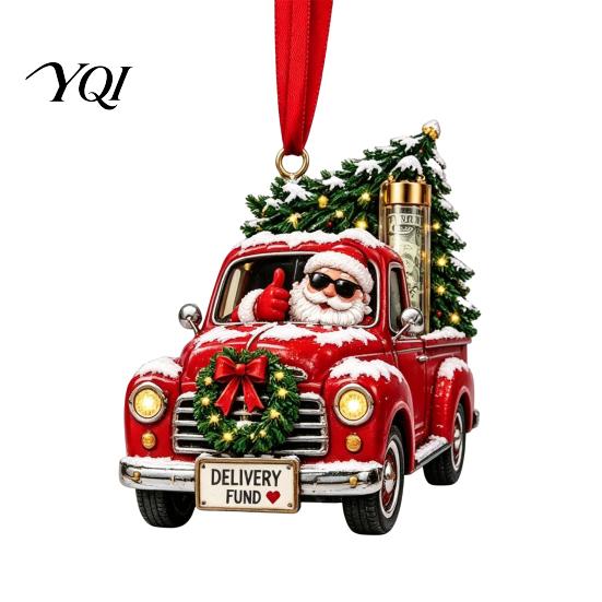 Hanging Money Gift Container Christmas Cash Holder Ornament for Holiday Tree Decorations, Transparent Acrylic Display Box with String Party Favors And