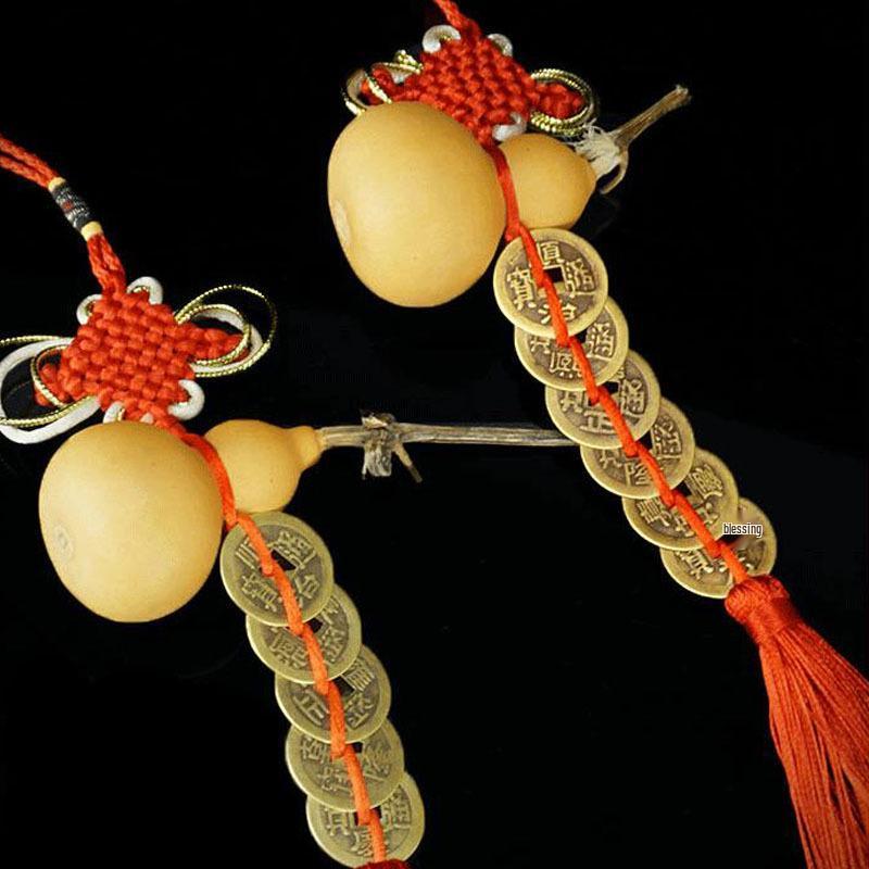 Dragon Knot Gourd Pendant with Five Emperor Coins