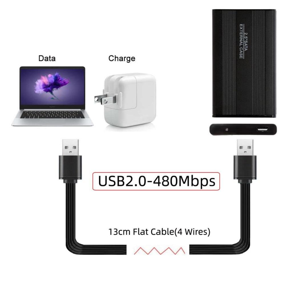 Chenyang USB Kurz Flach USB Typ A Stecker auf Stecker 4 Adern 5V 2A Lade-Datenverlängerung Silikonkabel 4 Adern 30AWG 13cm 2.0 Kabel, 2.0