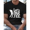 Men'S Plus Size T-Shirt - Breathable Crew Neck , Comfort Fit - 'Let'S PAR TEE' Graphic Print - Casual Sportswear for Golf Outings & Casual Attire