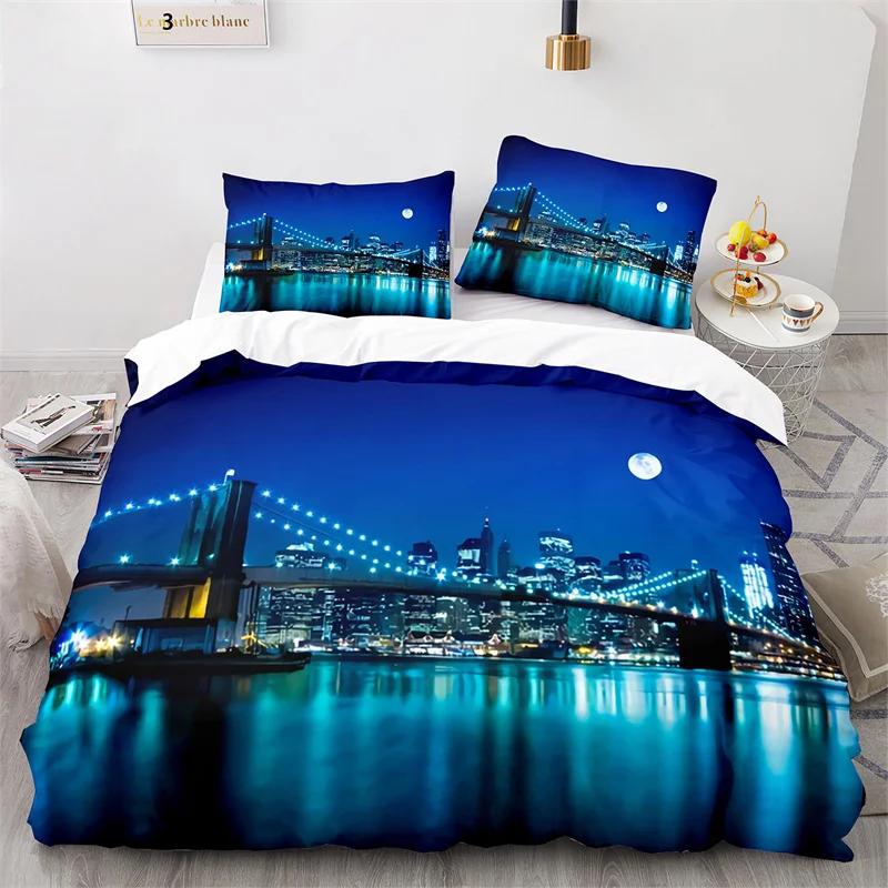 Statue Of Liberty Duvet Cover King Size Microfiber World Famous Building Bedding Set New York Landmark Cityscape Comforter Cover