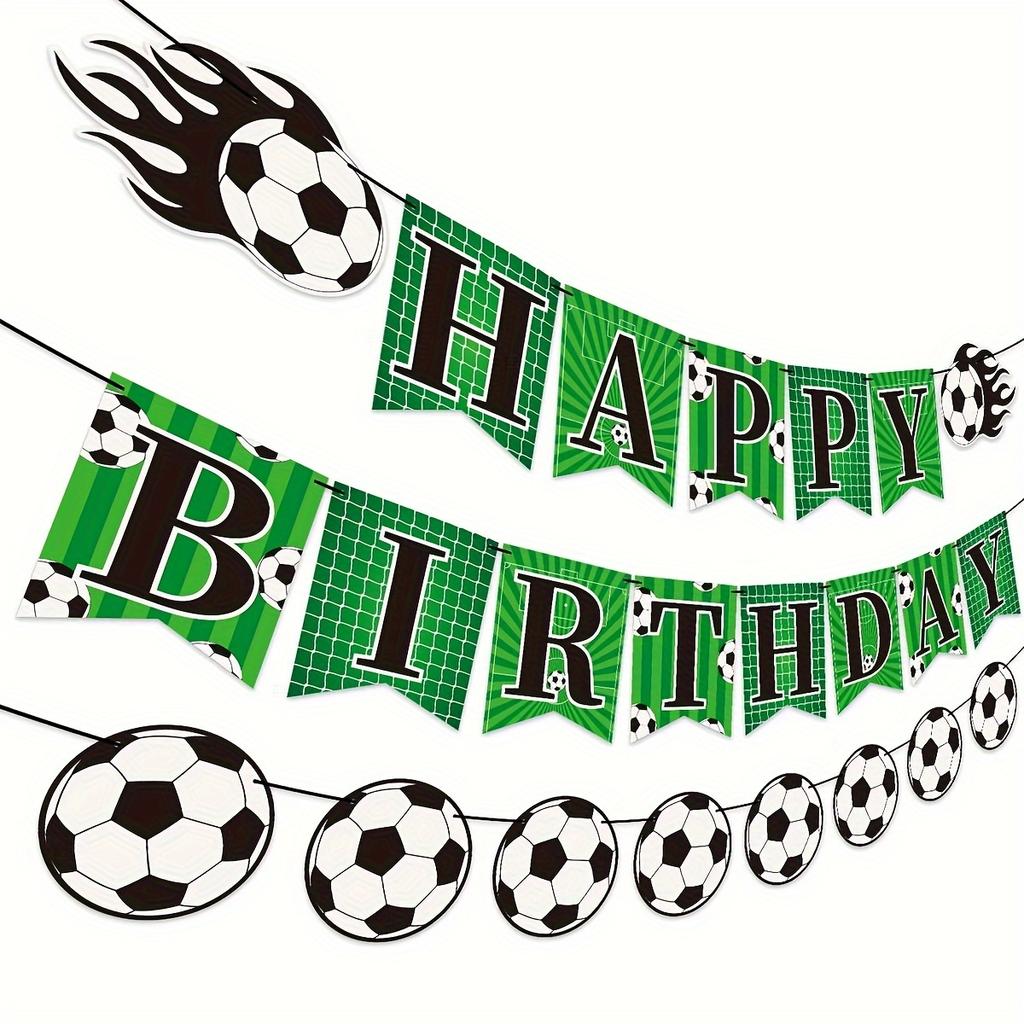 1Set Soccer Happy Birthday Banner,Sport Theme Soccer Player Birthday Supplies,Soccer Enthusiast Birthday Party Decorations