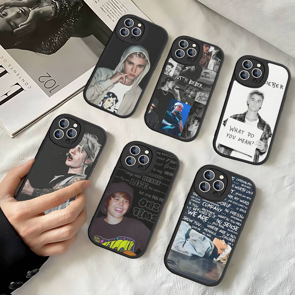 Sänger J-Justin B-Bieber Für IPhone 16 16E 15 14 13 12 11 Pro Max Plus Leder Rückseite Handyhülle