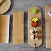 Piatto rettangolare a ventaglio per sushi Contenitore per sashimi Tavola di bambù Stoviglie giapponesi in bambù Tavola di legno per sushi