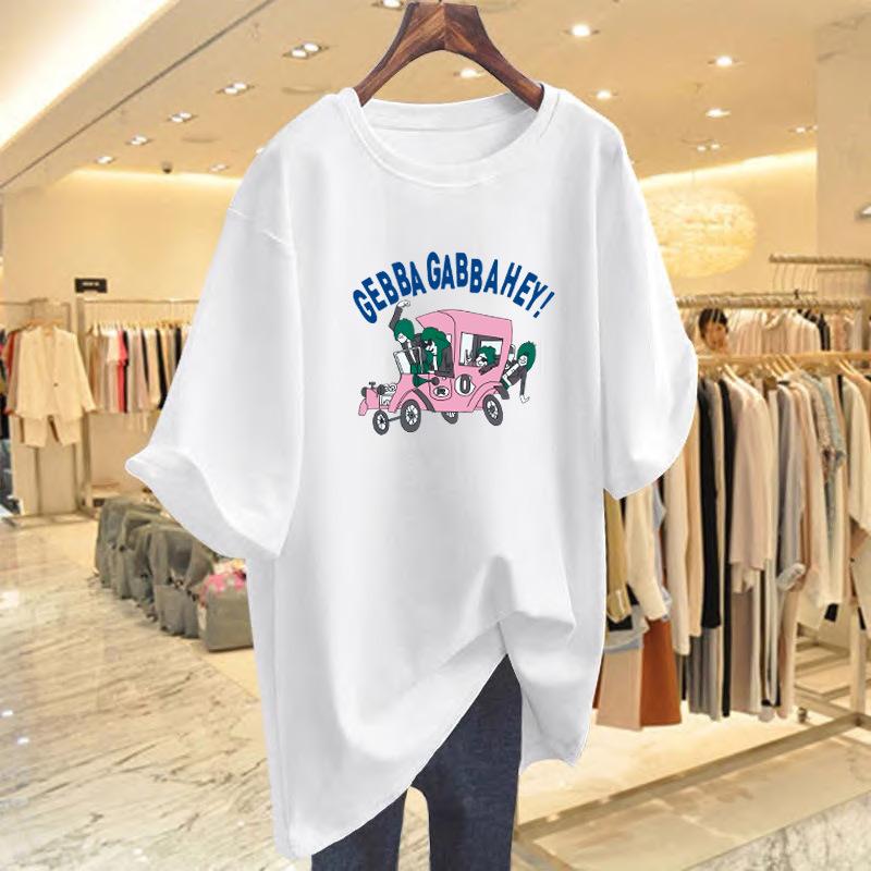 

New letter-printed loose T-shirt women s age-reducing summer casual short-sleeved top bottoming shirt S