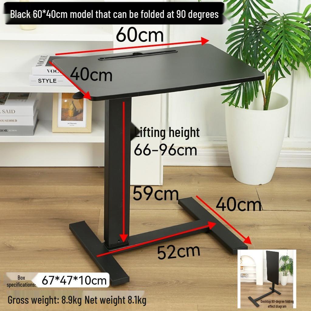 Adjustable Double-Sided Folding Bedside Table with Pneumatic Lift for Sofa or Office Use