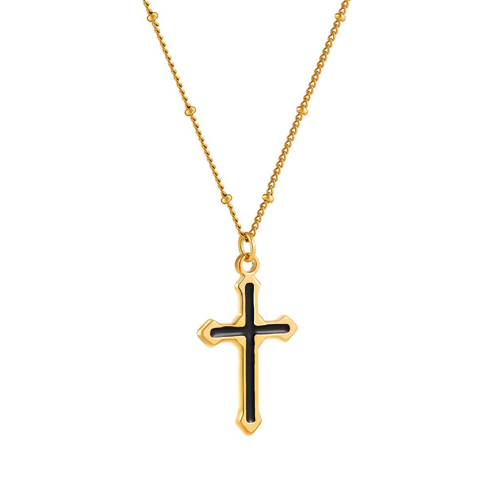 New Necklace Simple Retro Stainless Steel Drip Cross Pendant Necklace