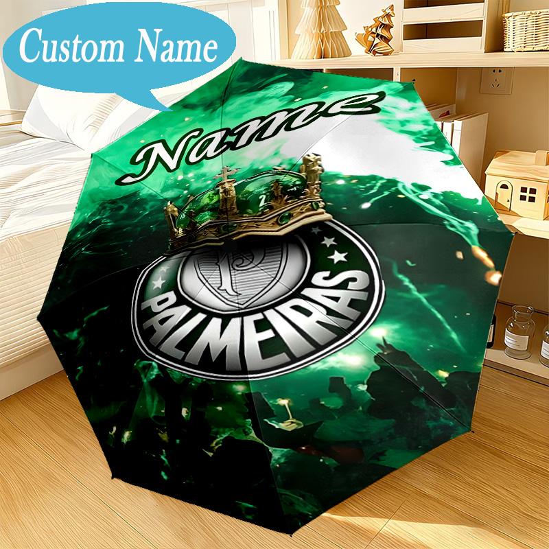 Custom Name Umbrella Palmeiras Team Crest Umbrella 8-Frame for Travel, Camping, Casual Lightweight Portable, Essential for Family Gifts