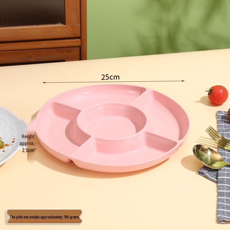 Wheat Straw 5-Section Snack and Fruit Platter for Living Room or Dining Table