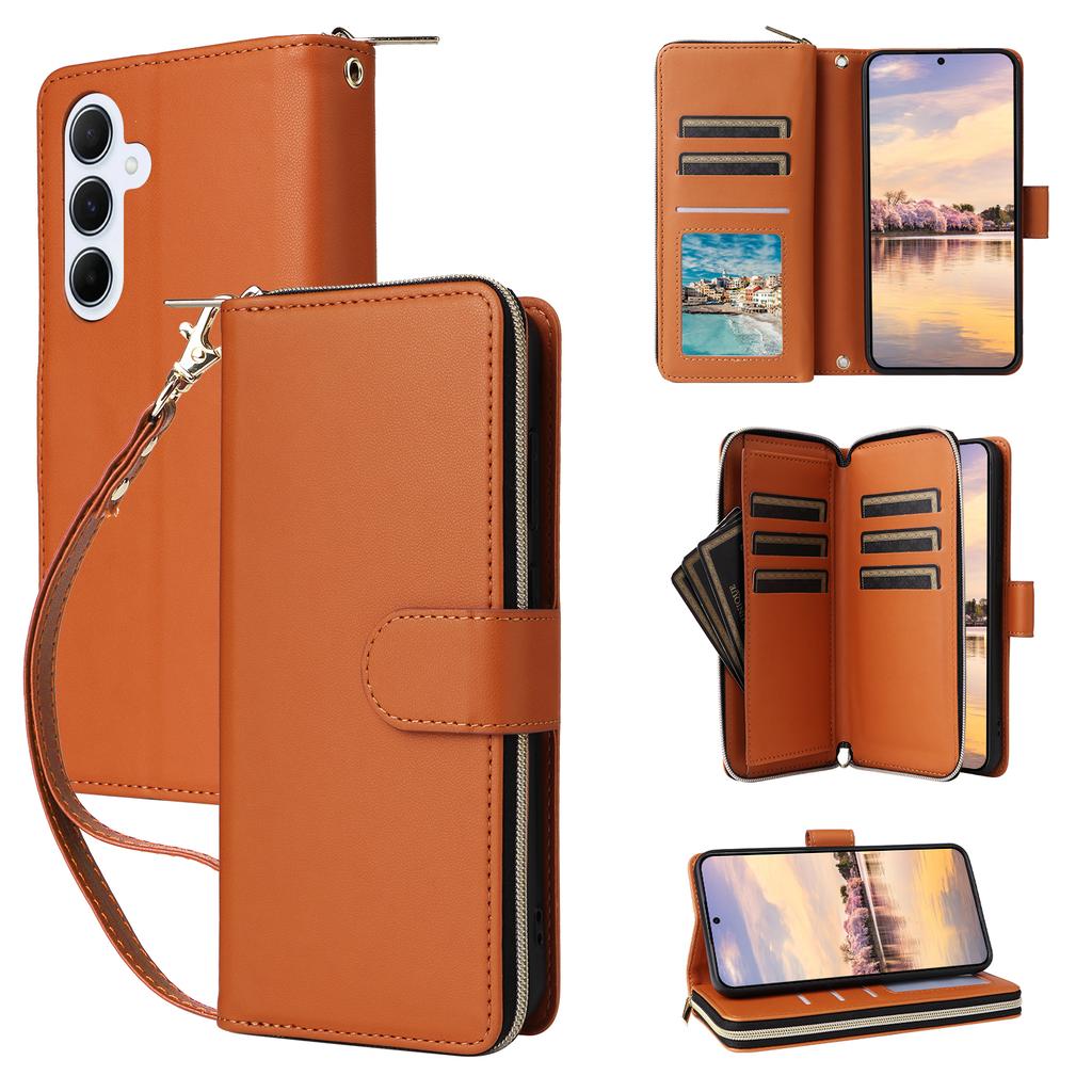 R20 For Samsung Galaxy A55 5G Case Zipper Wallet Stand View Leather Phone Cover