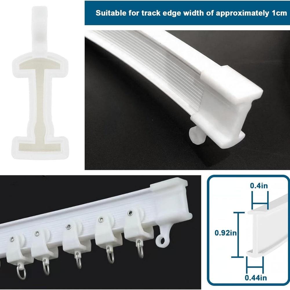 Curtain Track End Cap Set 8pcs White Plastic Fittings for Flexible Tracks Edge Width ~1cm Size 3.9x1.3x2.4cm Decor