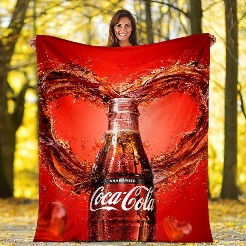 Christmas Gift Halloween Themed Cola Beverage Coca Cola Blanket Soft Home Furnishing Nap Decoration Four Seasons Warm Sherpa Blanket U24