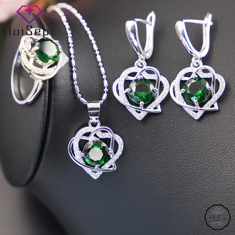 Orecchini A Cuore In Argento 925 Con Zirconi Verdi – Diametro 10 Mm, Gioielli Donna Eleganti, In Confezione Regalo