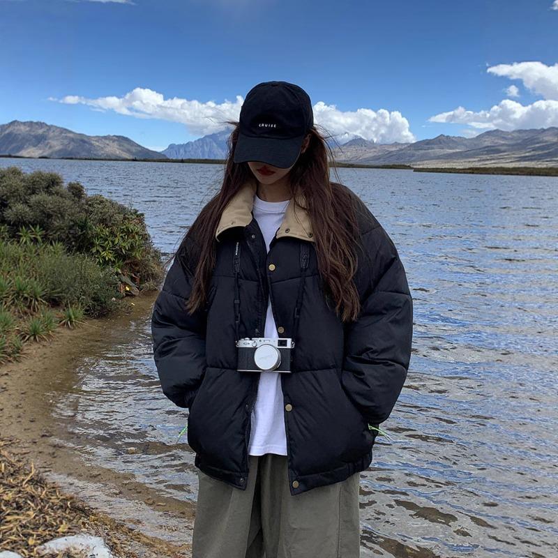 Women's cotton-padded clothes in winter new cotton clothes short stand-up collar thickened student bread clothes jacket trendy