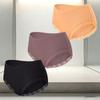 FINETOO 3Pcs/Set Women's Cotton Patchwork Lace Underwear Solid Color High Rise Ribbed Underpants Soft Breathable Panties Female Lingerie