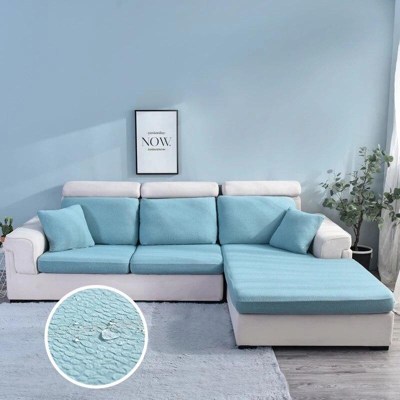 Funda de Cojín para Sofá Jacquard Impermeable Color Sólido Elástica Fundas Deslizantes para Sofá Funda de Sofá Couch de Spandex Extraíble Sala de Estar Hogar
