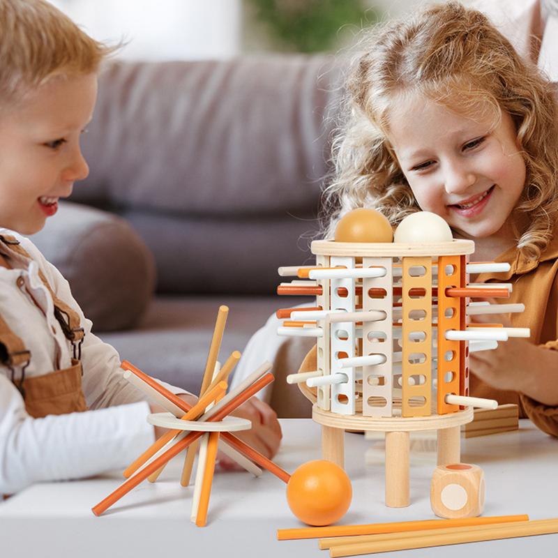Kids Balance Tower Pick Up Wooden Sticks Social Board Game Logic Thinking Challenge Brain Game Math Count Intellectual Toy Gift