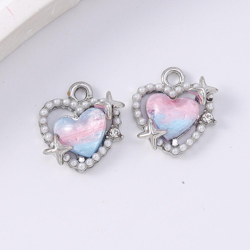 5pcs Exquisite Pearl Gemstone Love Heart Charms Pendants for Jewelry Making Necklace Earrings Bracelet DIY Handmade Accessories