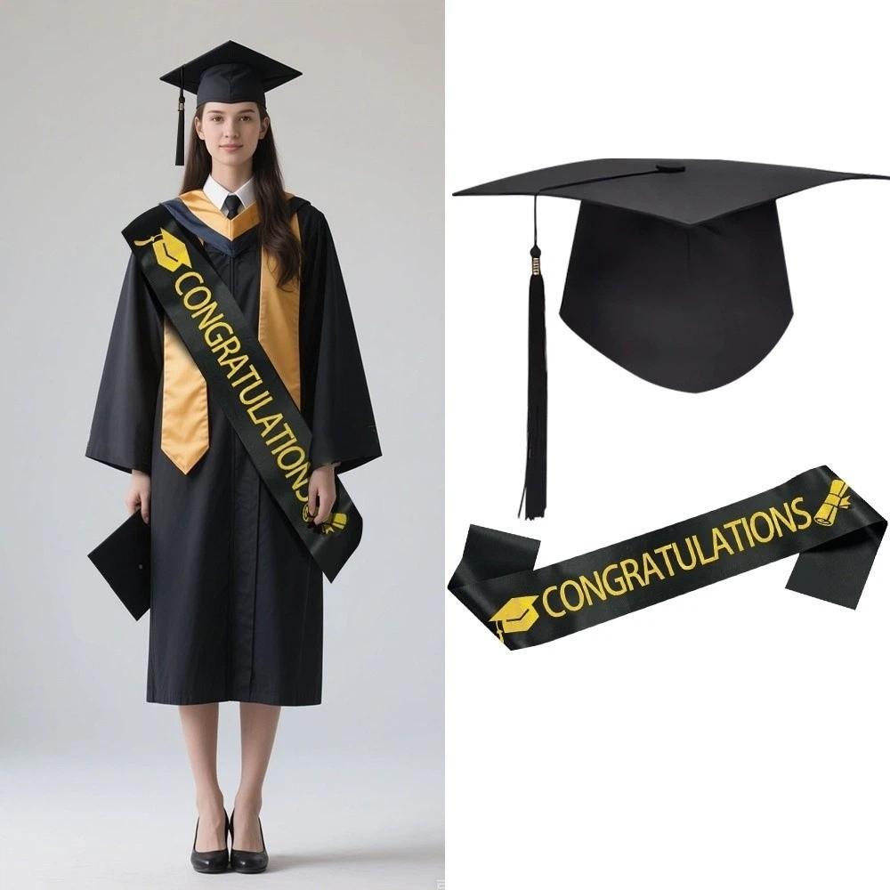 Badge Graduation Set Class of 2026 Satin Graduation Shoulder Strap Tassel Bachelor Cap  High School
