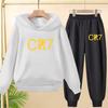 Kids Fashion CR7 Hoodie Boy Girl Toddler Pullover 3-12 Years Football Letters Clothing Casual Top+Pants 2P Brand Coat Sports Set