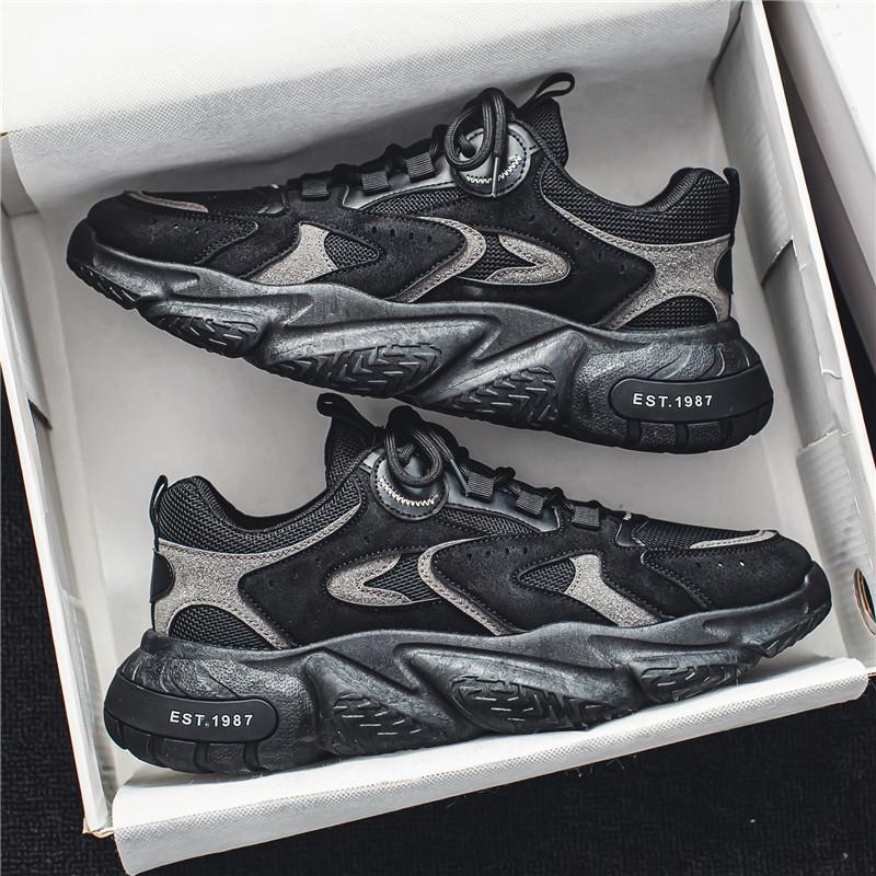 Men'S Shoes Dad Shoes Autumn Trend Versatile Mesh Casual Teenagers Shock Absorption Running Sports Increase