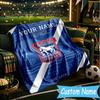 Custom Name Ipswich Town Football Club Crest Flannel Blanket, Use for Birthday/Holiday Gift, Soft Blanket for Sofa/Bed/Camping/Office, Home Decor