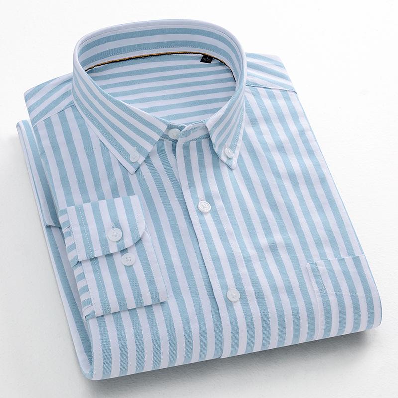Men's All-Cotton High-End Retro Striped Shirt for Spring & Autumn