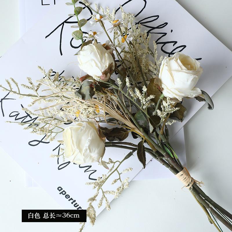 Rose Bouquet Retro Flower Bouquet Artificial Flowers Table Decoration Fake Flowers For Wedding Home Table
