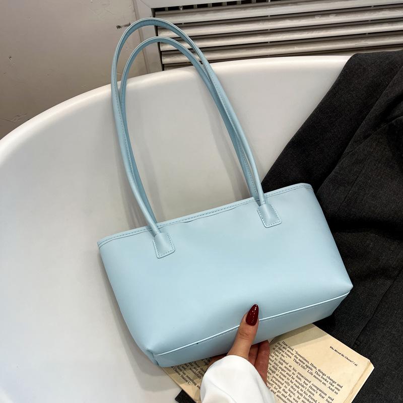 Large-capacity Shoulder Bag, Solid Color, Practical Tote Bag, Simple Texture, Casual, Portable Underarm Bag, Women's Commuting