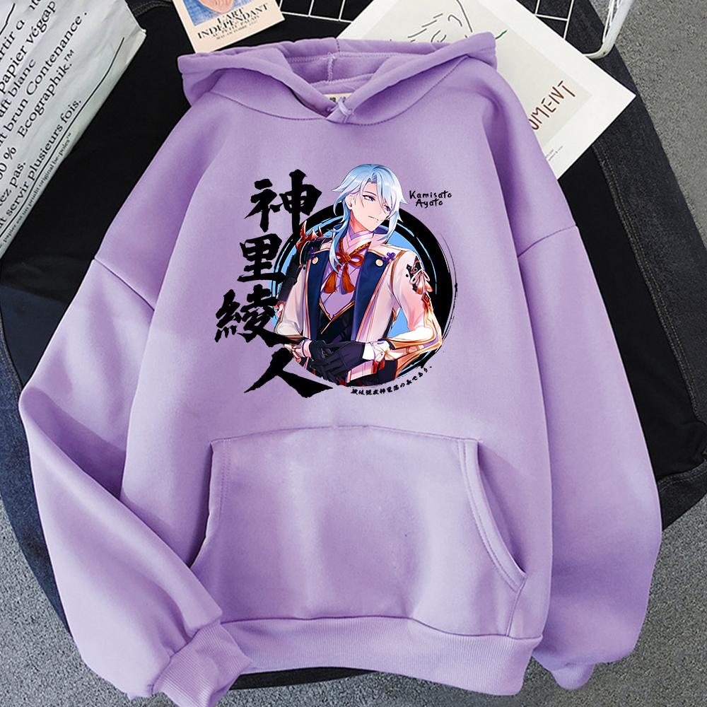 Genshin Impact Hoodie Kamisato Ayato Sweatshirts Women Clothes Unisex Couple Tops Graphic Print Pullovers Girls Plus Size Hoody