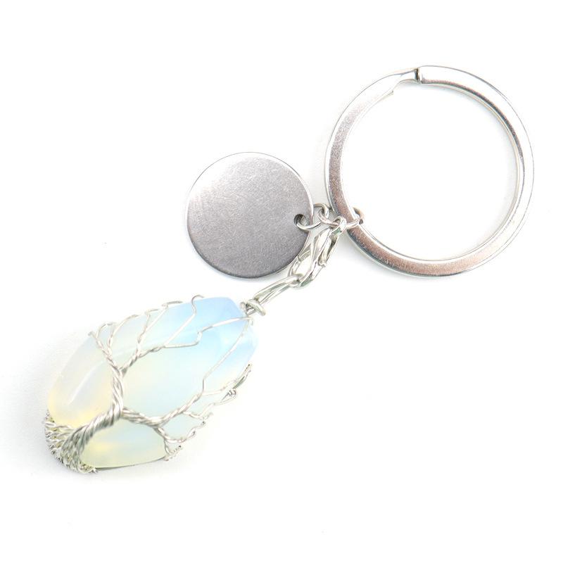 Hand-Wound Natural Stone Crystal Octahedron Keychain Keychain Bag Pendant K15