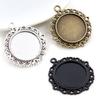 10pcs 20mm Inner Size Antique Silver Plated And Bronze Colors Pattern Style Cabochon Base Setting Charms Pendant
