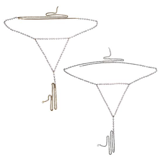 Faux Pearl Body Chain Women Adjustable Waist Chain with Extension Chain Sexy Underwear Jewelry Waist Accessory