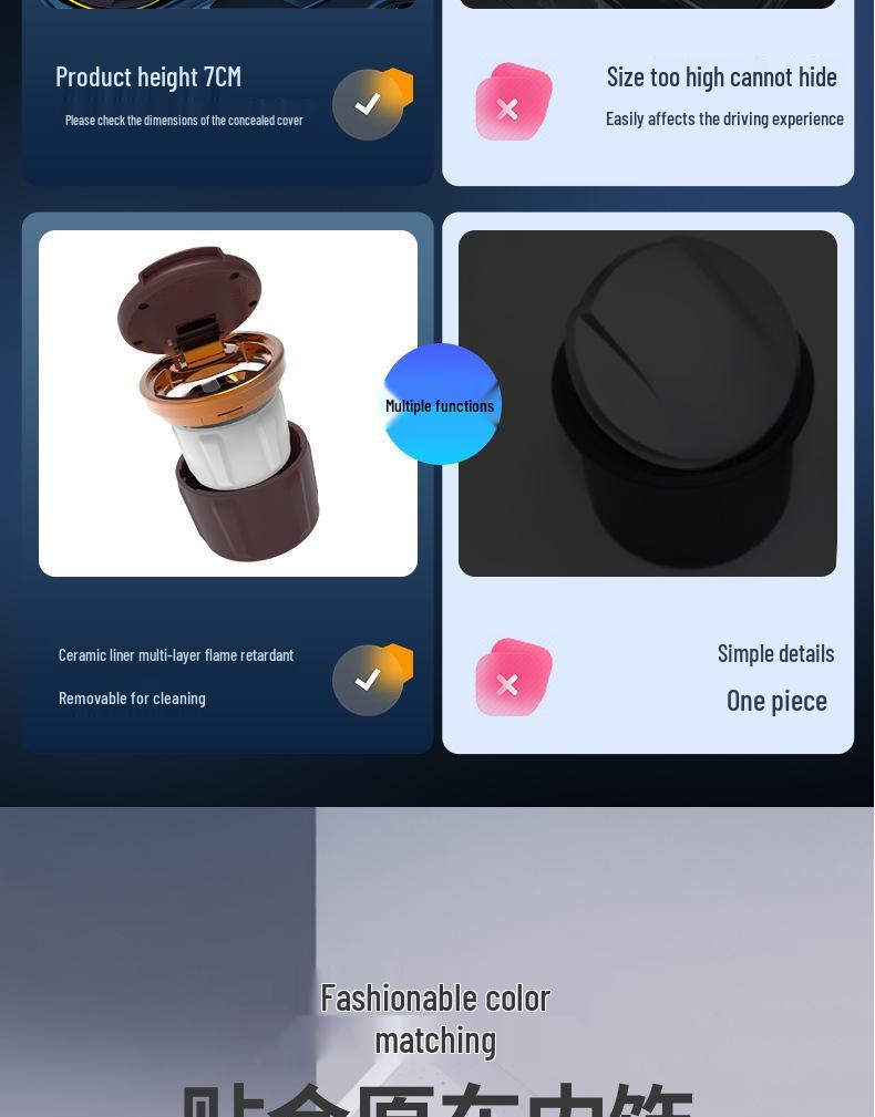 Porsche-Compatible Car Metal Ashtrays: Fits Cayenne, Macan, Panamera, 718, 911, Taycan