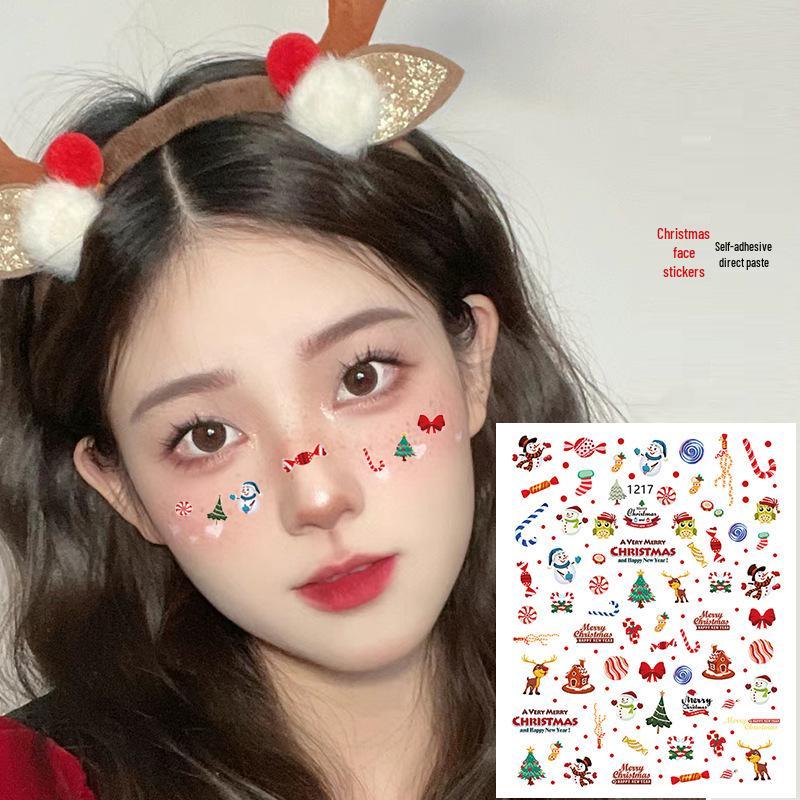 Świąteczne naklejki na twarz i paznokcie z płatkami śniegu: Zimowa Kraina Czarów Naklejki do Makijażu