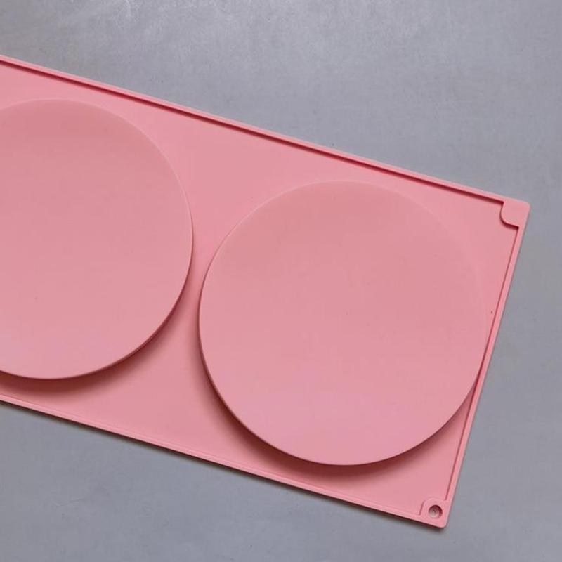Pink 2-Hole Circular Cake Silicone Mold Flat Tube Chocolate Dessert Kitchen Baking Mold