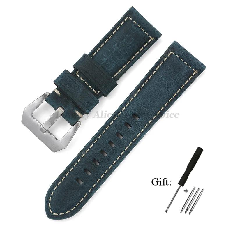 Genuine Leather Watch Band for Panerai High Quality Cowhide Crazy Horse Strap Men Sport Bracelet Watchband 20mm 22mm 24mm 26mm