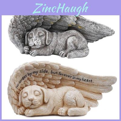 Engelhondje van hars met ledverlichting, woondecoratie, tuinornament, gedenkteken voor huisdieren