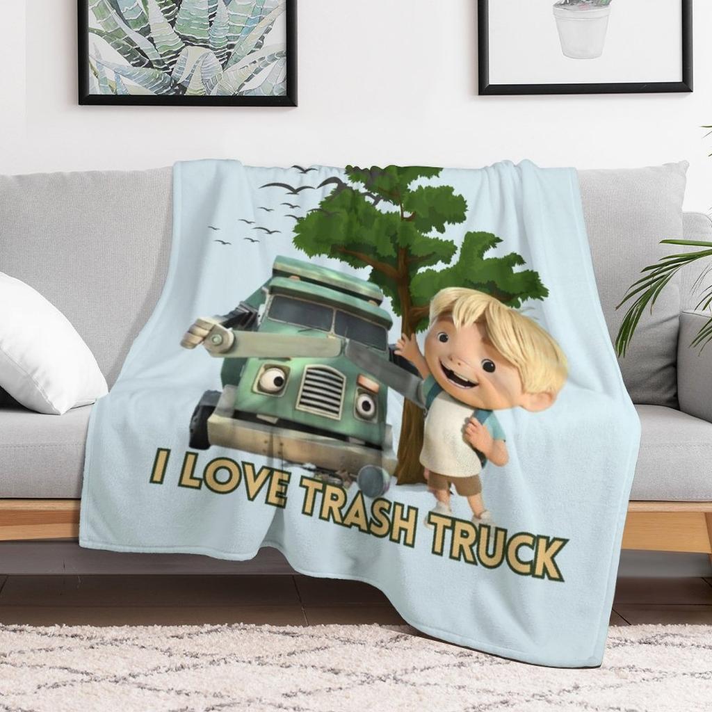 Trash Truck, I Love Trash Truck Throw Blanket Decorative Soft Throw Blanket for Couch Sofa
