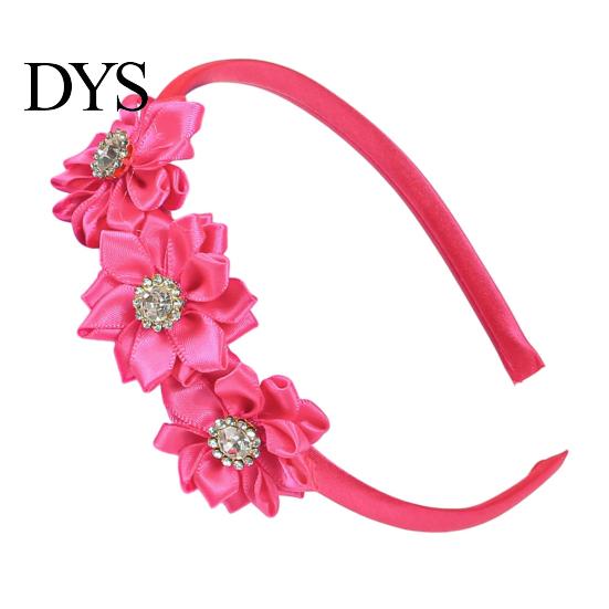 Flower Headband Princess Rhinestone Inlaid Multi-Petal 3D Flowers Lightweight Comfortable Hair Hoop Girls Party Accessory Transparent Plastic