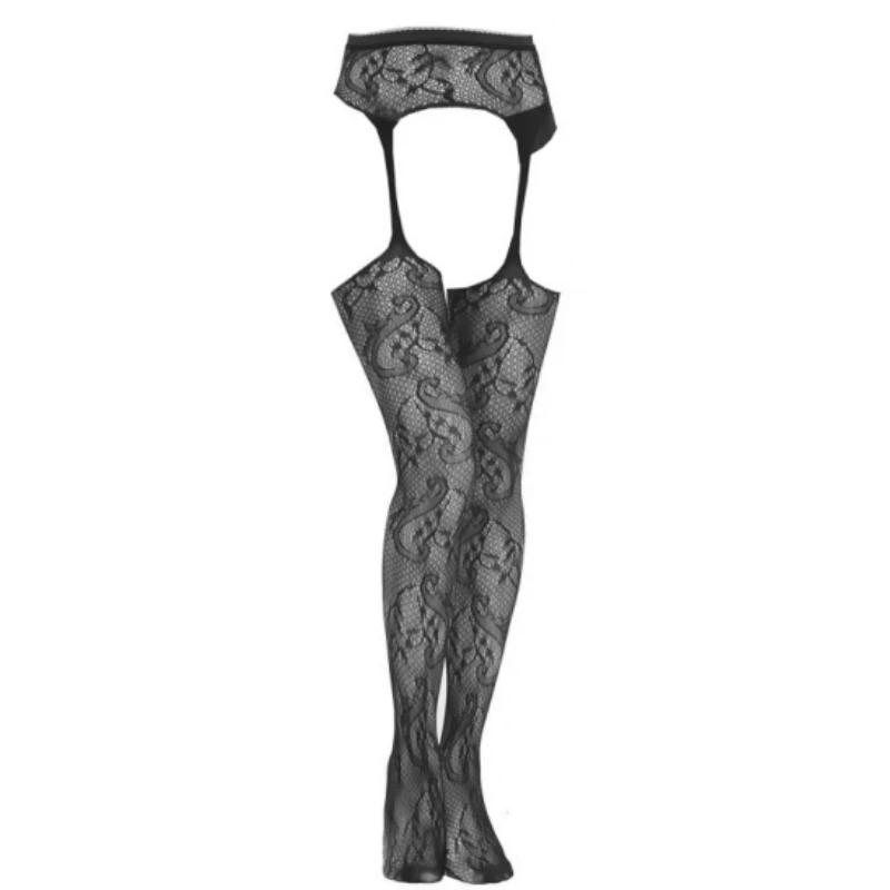 SIMPLEJWEL Sexy Open Crotch Mesh Tights Women Crotchless Pantyhose Hollow Out Black Silk Fishnet Stockings High Waist Panty