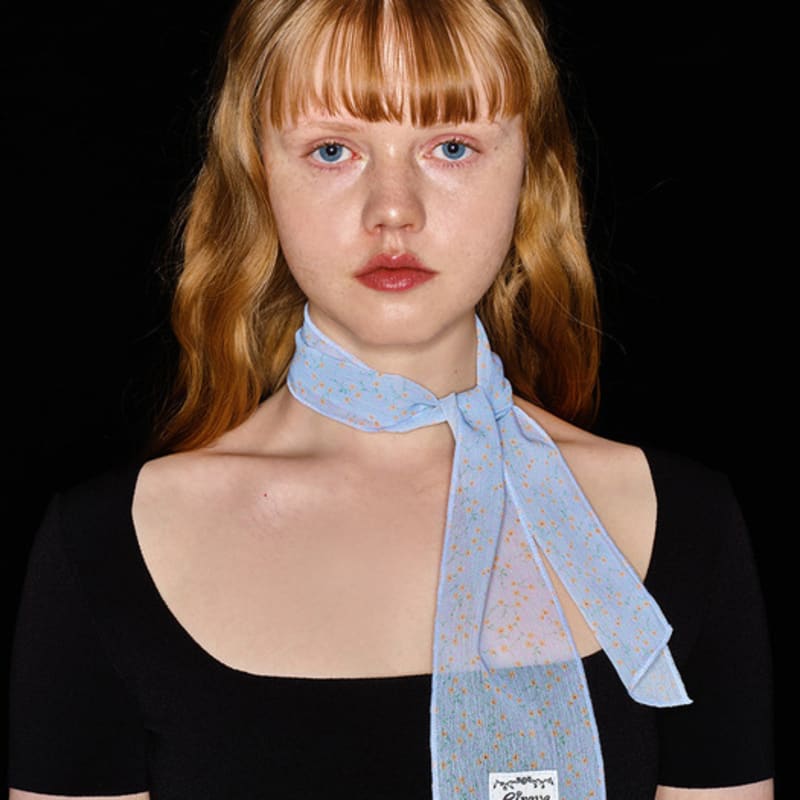 Eireve FLORAL PETITE CHIFFON SCARF (BABY BLUE)