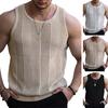 O-Neck Sleeveless Men Vest Solid Color Ribbed Trim Thin Summer Casual Hollow Out Loose Knitting Vest Sportwear