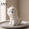 Cute Puppy Room Decor Sitting Samoyed Dog Figurine, 3D Printed Smiling Statue, Healing Compact Shelf Figurine Animal Desktop Ornament for Home