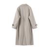 Women Fashion Wool Blend Warm Long Coat Autumn Winter Loose Pocket Double-breasted Jacket Elegant Lapel Overcoat