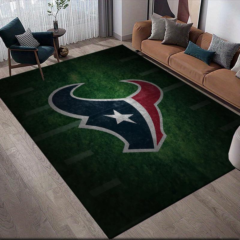 Houston Texans Flannel Pattern Square Carpet,Area Rug,Carpet Rug for Living Room Bedroom Sofa Playroom Decor,Non-slip Floor Mat
