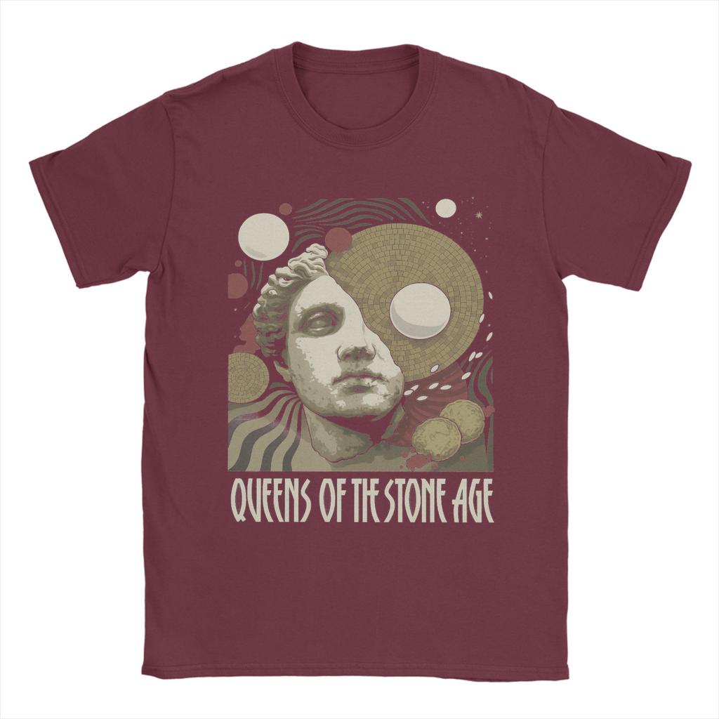 Oversized T Shirt Queens of the Stone Age Music Band Cotton T Shirts American Rock Music Tshirt for Male Short Sleeve Tops
