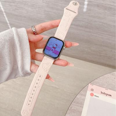 Für Apple ApplewatchS10 Armband KT Katze Lasergravur Silikon iwatch98765 Generation SE Uhrarmband