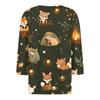 Women's Fashion Button V-Neck Seven Sleeve Cute Animal Print Casual Top