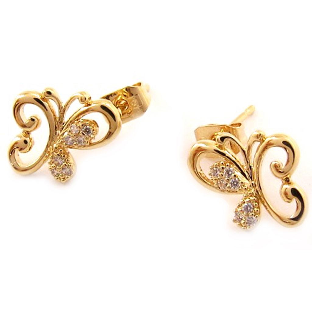 Les Trésors De Lily [L4301] - Boucles Plaqué Or 'Papillons' doré - 11x10 mm
